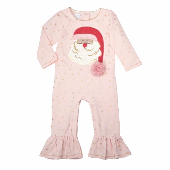 Mud Pie Other - Mud Pie baby girl Santa Christmas pink one piece